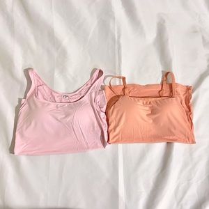 2X NWOT Uniqlo AIRism BRA Cami set, pink and orange